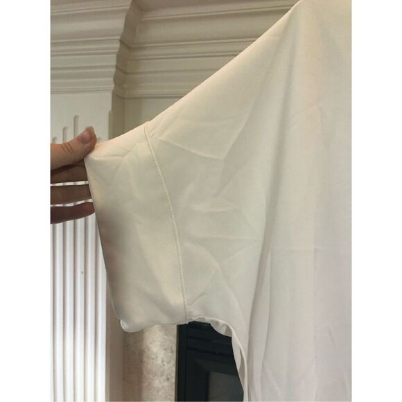 Zenana Premium Women’s White Short Sleeve Tunic Blouse Size L - Picture 3 of 6